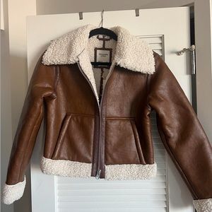 Abercrombie & Fitch Brown Aviator Leather Jacket